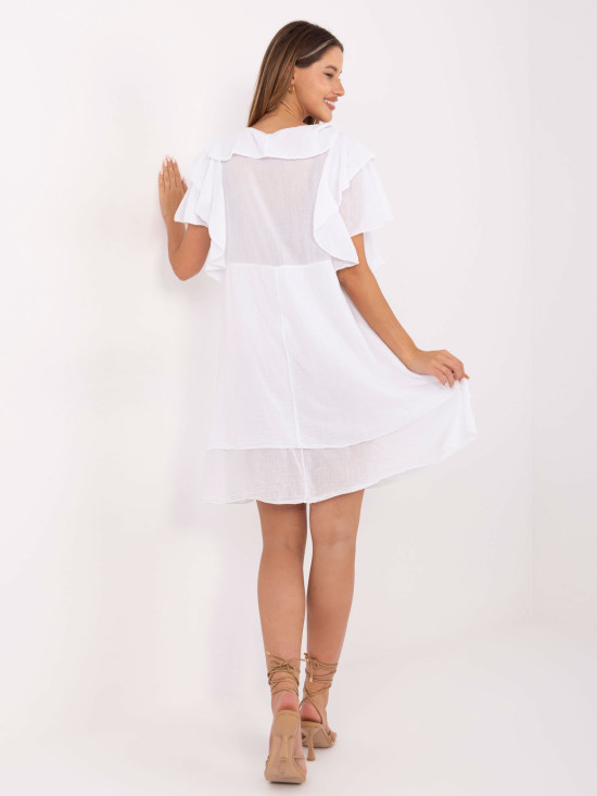 Rochie albă oversize cu mânecă scurtă