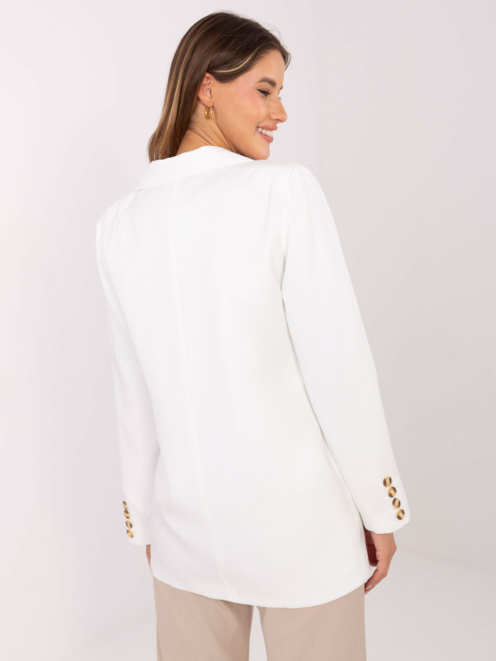 Sacou elegant alb cu căptușeală și buzunare