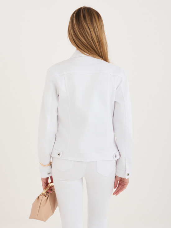 Geacă de blugi albă cu guler