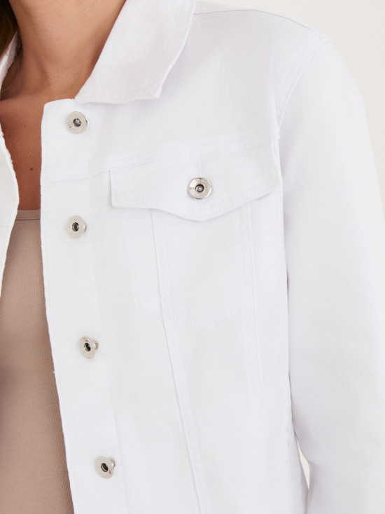 Geacă de blugi albă cu guler