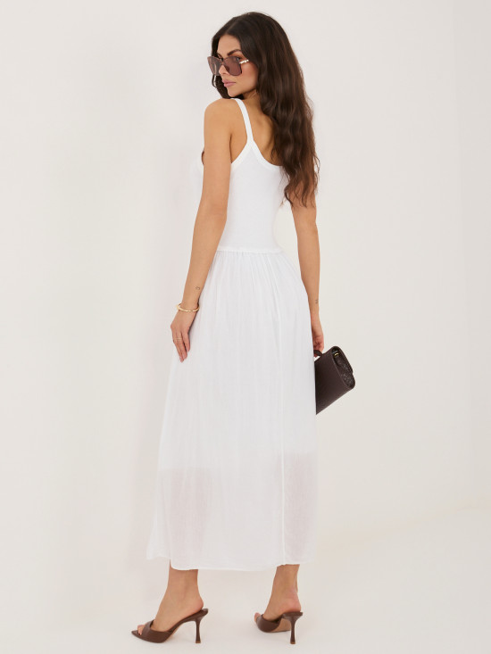 Rochie maxi albă evazată cu căptușeală