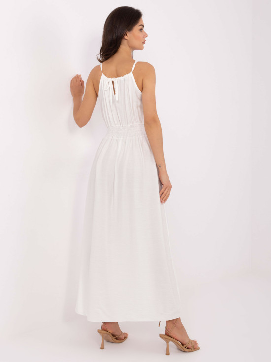 Rochie maxi albă cu legare