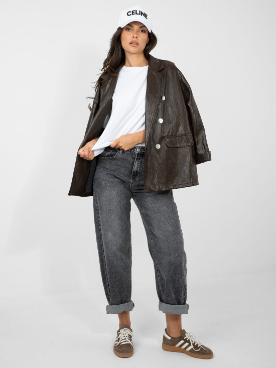 Tricou alb din bumbac cu mânecă scurtă