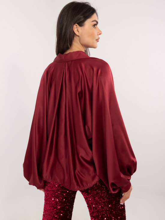 Cămașă elegantă bordo cu nasturi