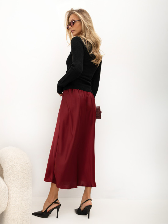 Fustă midi elegantă bordo