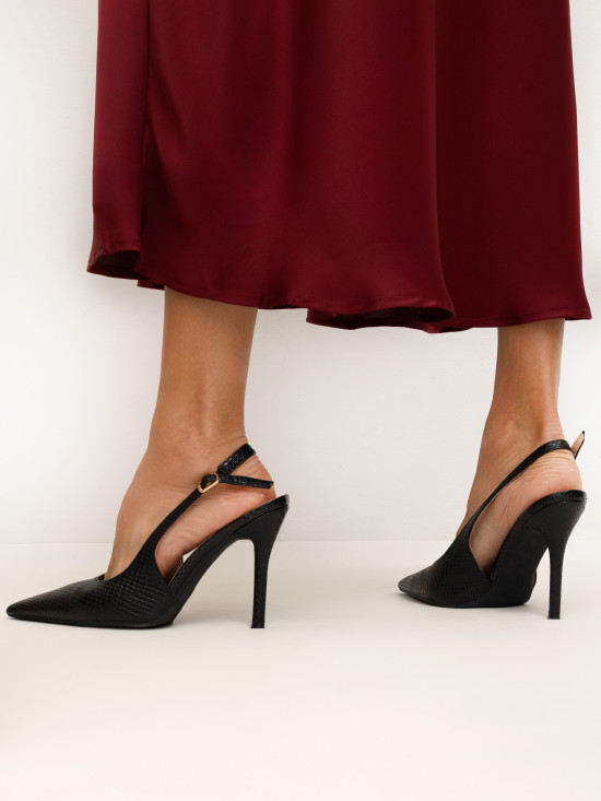 Fustă midi elegantă bordo