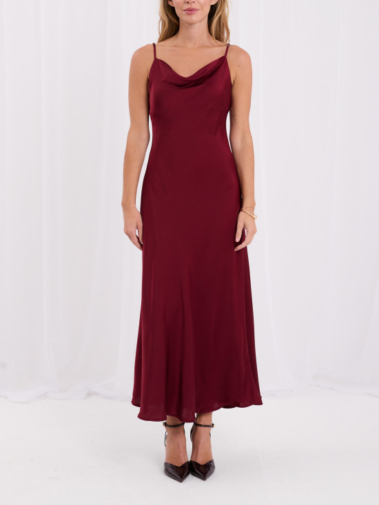 Rochie midi bordo cu bretele reglabile