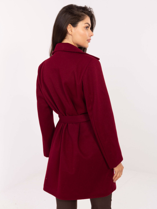 Palton elegant de tranziție în culoare bordo