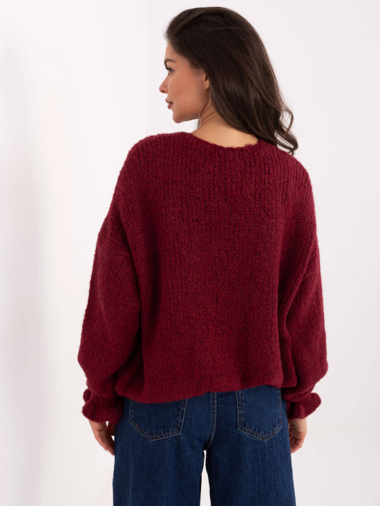 Cardigan bordo cu volan