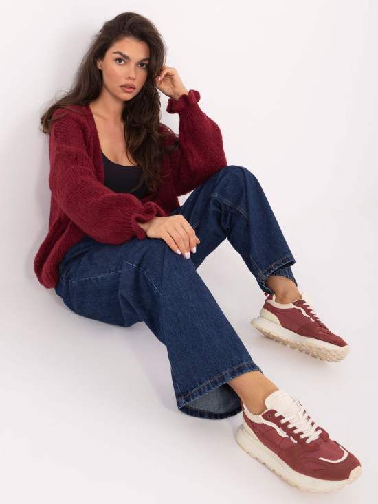 Cardigan bordo cu volan