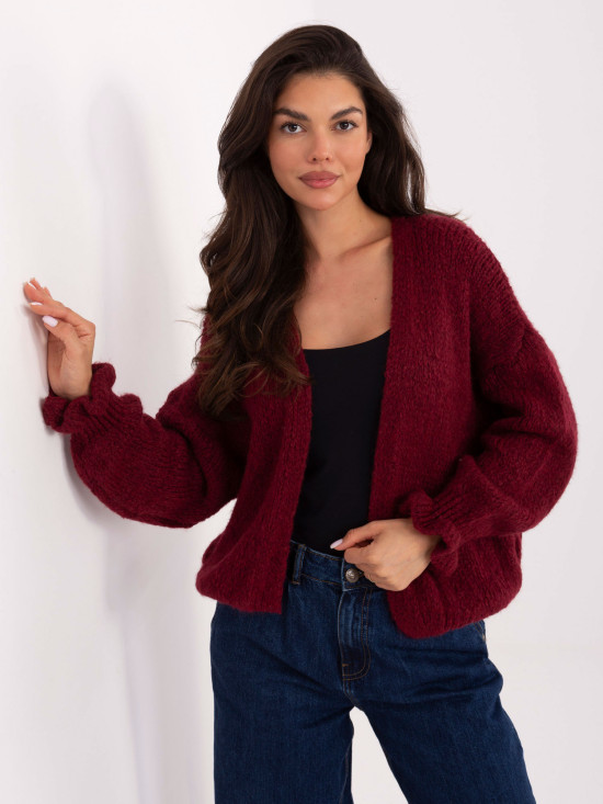 Cardigan bordo cu volan
