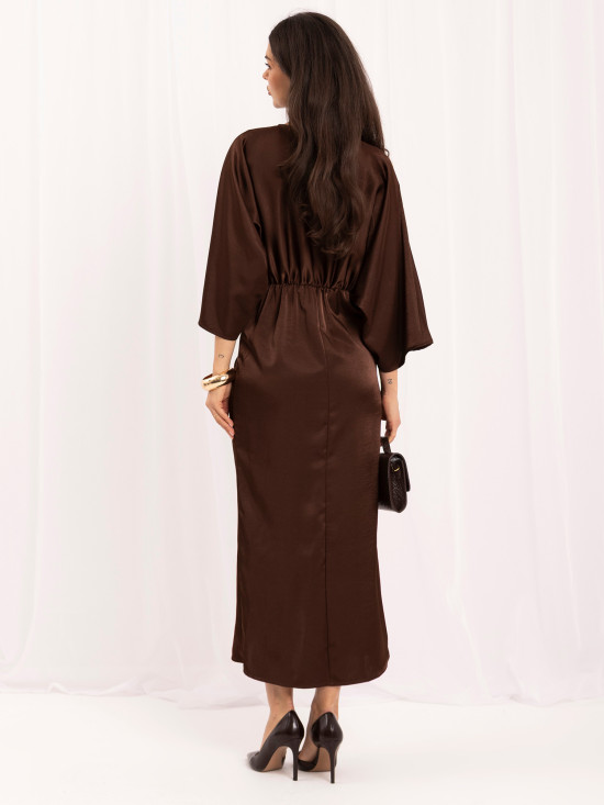 Rochie midi asimetrică maro
