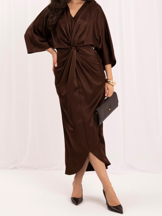 Rochie midi asimetrică maro