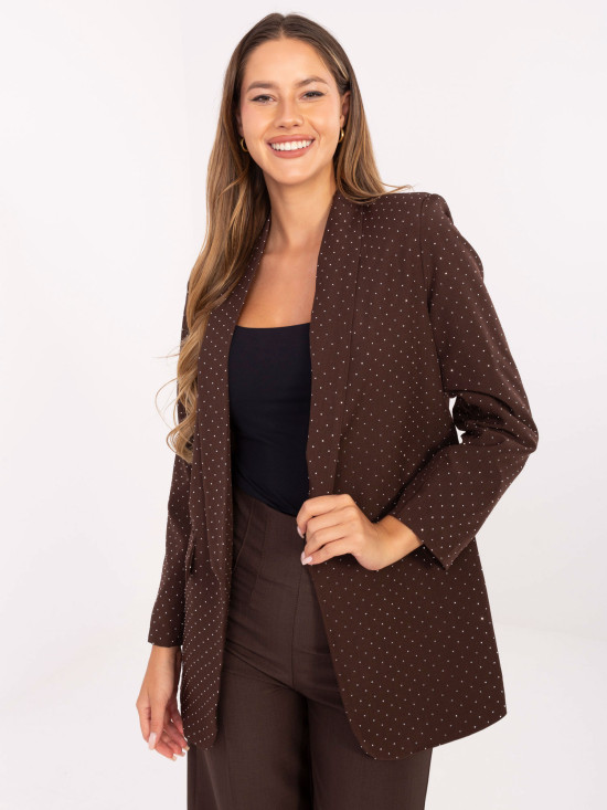 Sacou elegant maro cu aplicație și căptușeală
