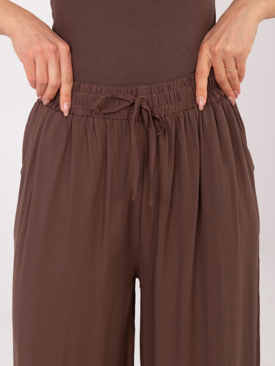 Pantaloni palazzo maro din vâscoză