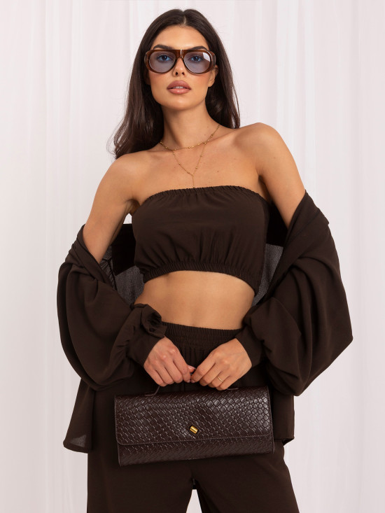 Set maro din trei piese cu top, cămașă și pantaloni