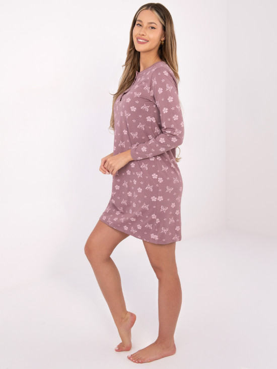 Cămașă de noapte cu mâneci lungi, roz închis