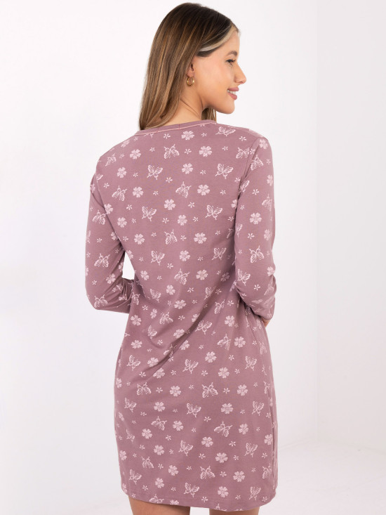 Cămașă de noapte cu mâneci lungi, roz închis