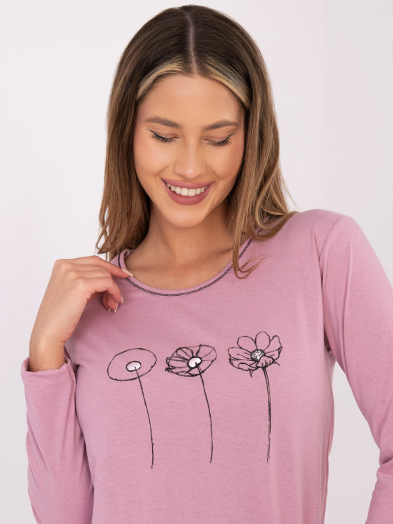 Pijamă din bumbac cu imprimeu, roz