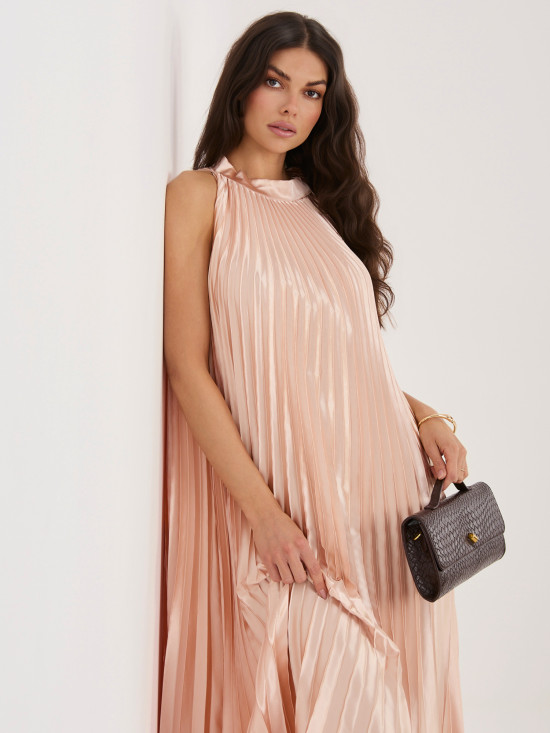 Rochie midi de cocktail cu volan și cordon