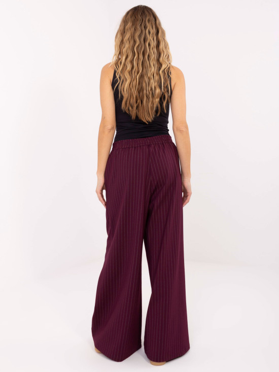 Pantaloni palazzo eleganți cu dungi, bordo