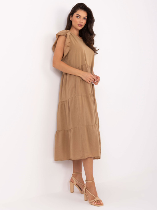 Rochie oversize maro cu volan