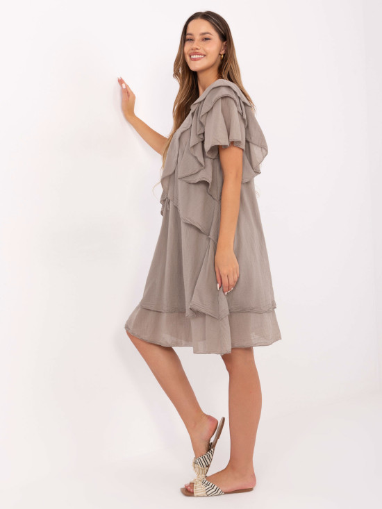 Rochie oversize bej cu mâneci scurte