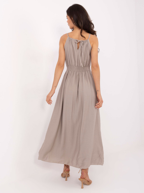 Rochie maxi cu legare în culoare bej