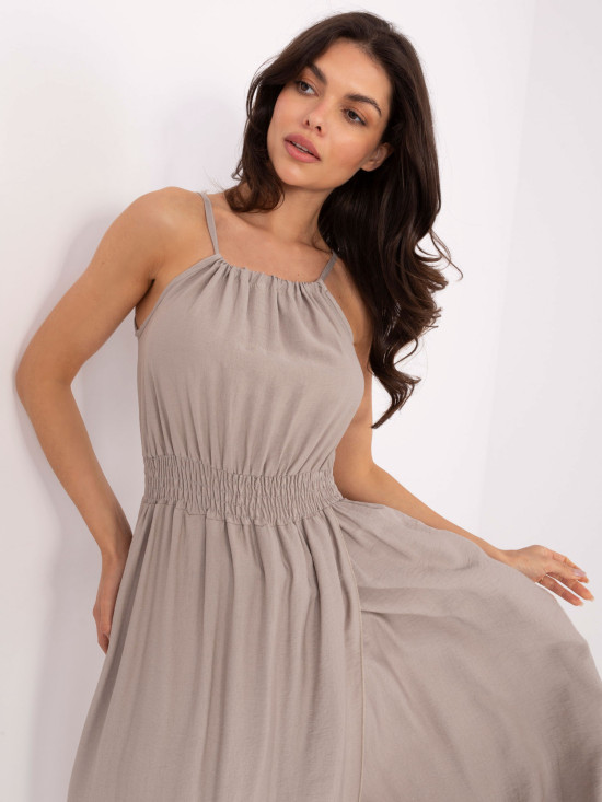 Rochie maxi cu legare în culoare bej