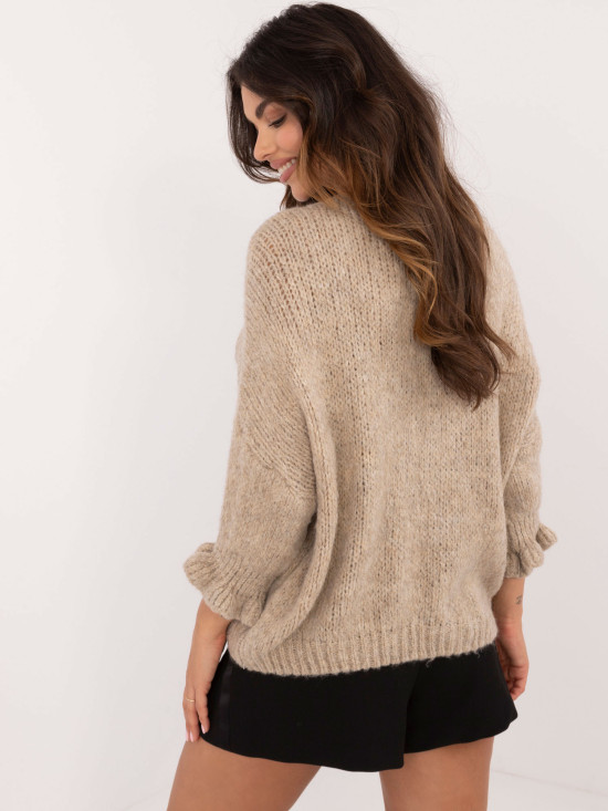 Pulover bej elegant cu mâneci 3/4