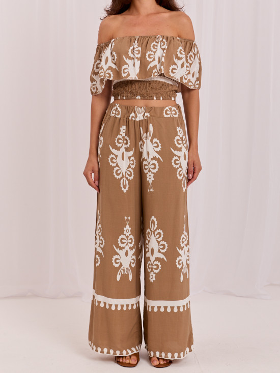 Set bej boho cu imprimeu