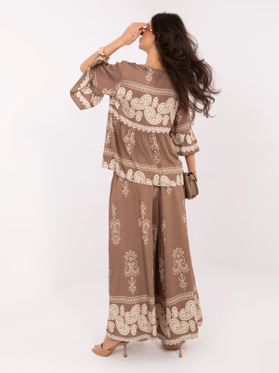 Set bej cu imprimeu și șnur