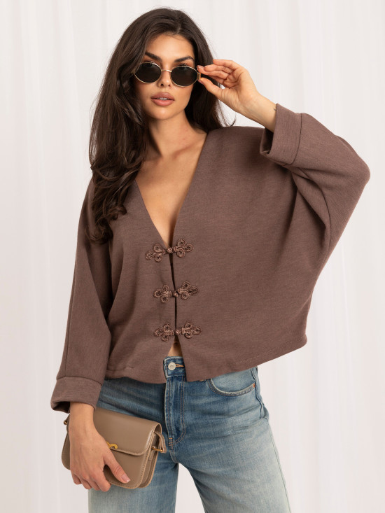 Pulover elegant bej cu decolteu în V