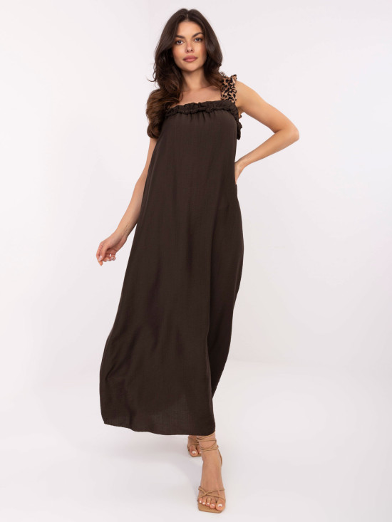 Rochie maxi în maro închis