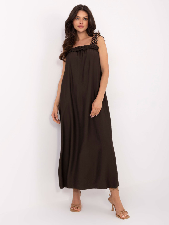 Rochie maxi în maro închis