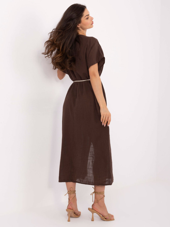 Rochie oversize maro cu mâneci scurte