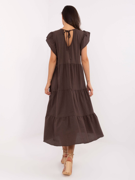 Rochie midi oversize în culoare maro închis