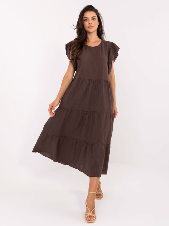 Rochie midi oversize în culoare maro închis