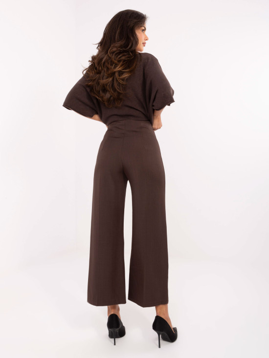 Pantaloni eleganți maro cu talie înaltă