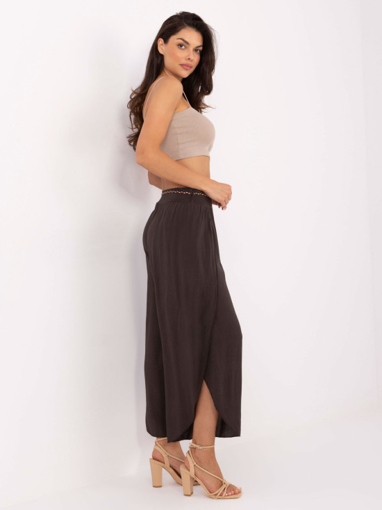 Pantaloni palazzo eleganți în culoare maro închis