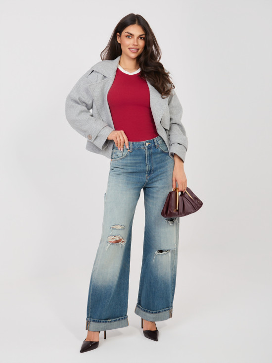 Top scurt din bumbac roșu fără mâneci