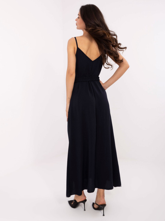 Rochie maxi cu volane în culoare bleumarin