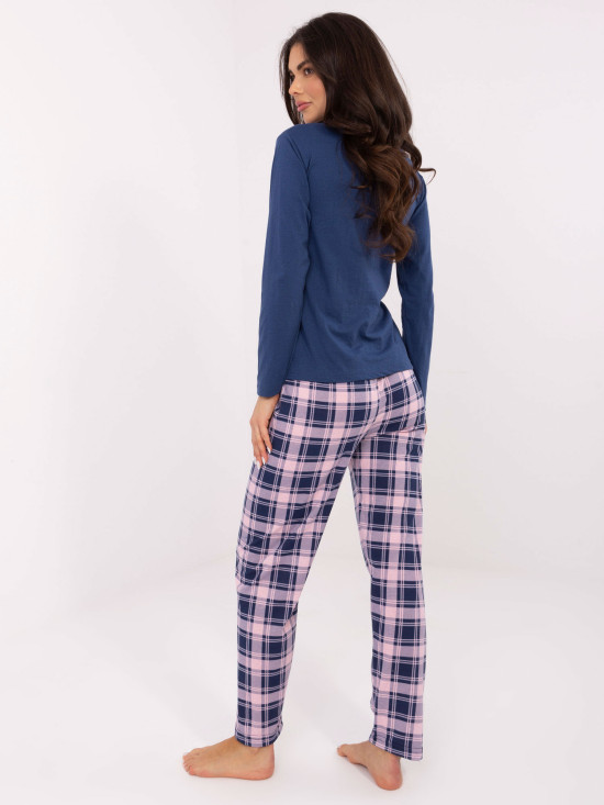 Pijamă damă cu mânecă lungă, albastru închis