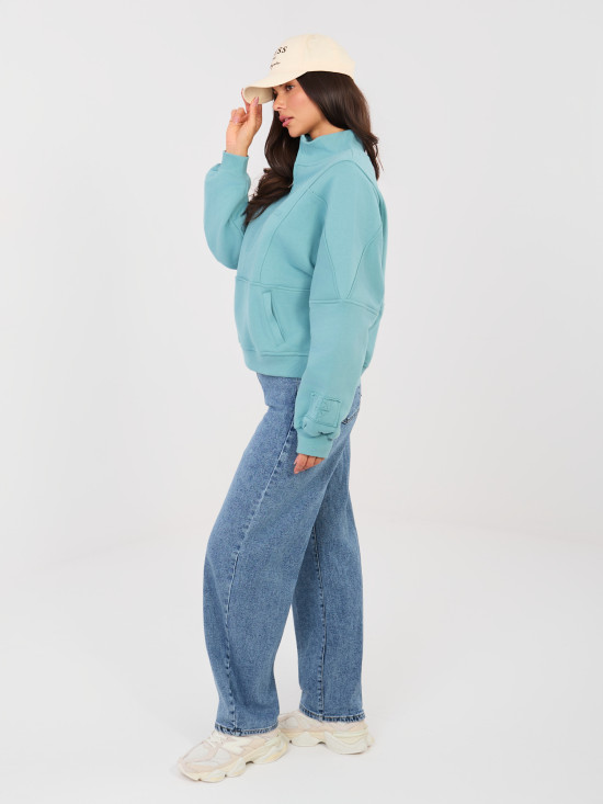 Blugi damă balloon fit cu talie înaltă, albastru închis