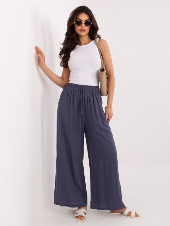 Pantaloni palazzo din vâscoză, bleumarin