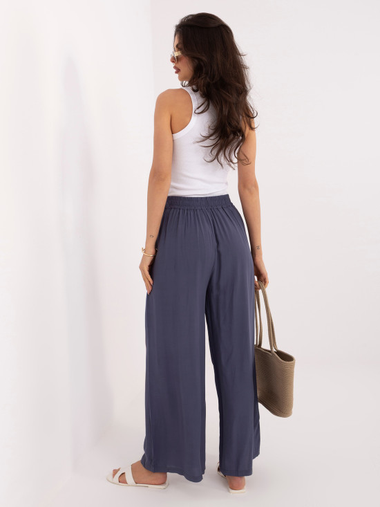 Pantaloni palazzo din vâscoză, bleumarin