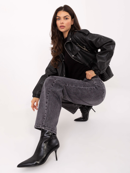 Blugi balloon fit gri închis