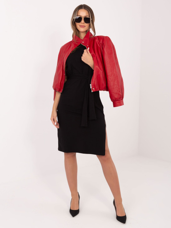 Rochie de vară neagră din bumbac cu curea