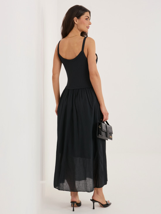 Rochie maxi de vară neagră cu bretele