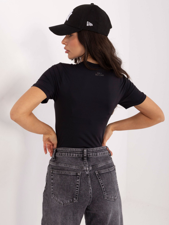 Bluză neagră simplă cu mânecă scurtă